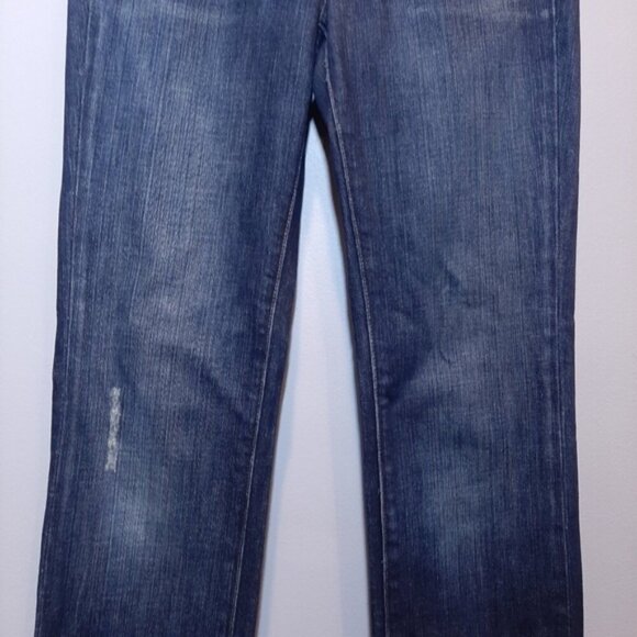 Paige Melrose Jeans Slim Straight Flared Distressed Dark Wash Low Rise Y2K Flaw - Picture 4 of 16